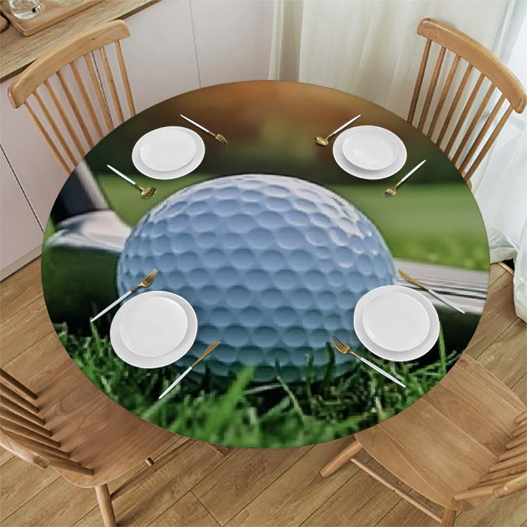Autua Golf Equipment Round Tablecloth, StainResistant Washable Fabric