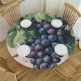 Autua Grapes Leaves Painting Round Tablecloth, StainResistant and