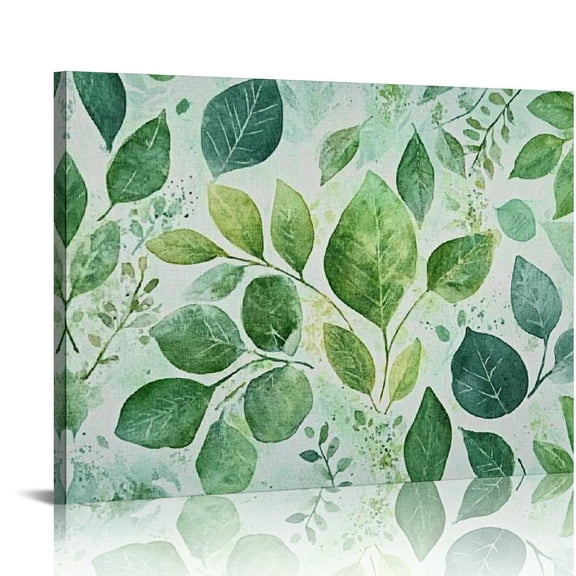 Autua Green Leaves Plant Canvas Prints Wall Art for Living Room Bedroom Home Office Decor 20x16in
