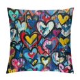 Autua Hearts Graffiti Art Graphic Decorative Cushion Throw Pillow Cover