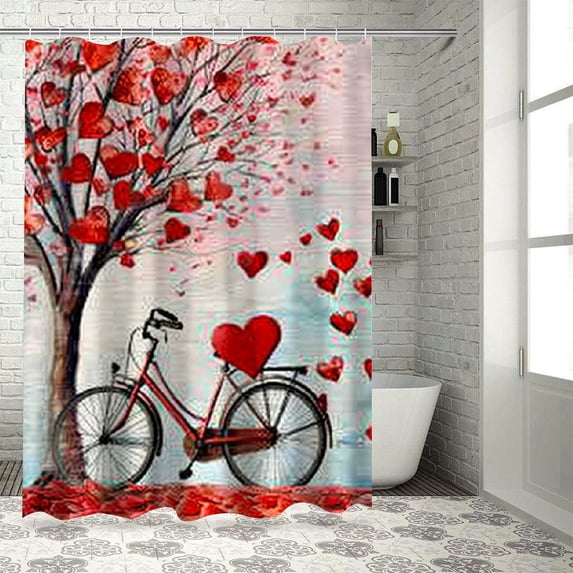 Autua Hearts Tree Chic Modern Bathroom Decor Shower Curtain with Hooks and Waterproof Fabric, HD Print, Easy Installation - Bathroom Decoration 69"x72
