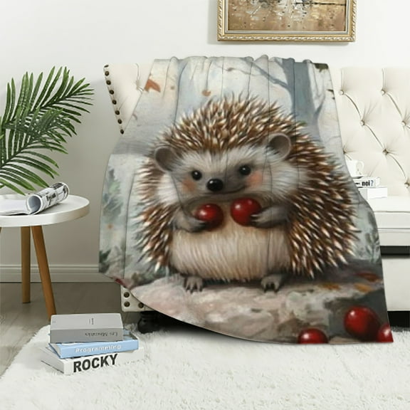 Autua Hedgehog Blanket Gifts for Women, Cute Hedgehog Flannel Blanket, Soft Warm Lightweight Throw Blankets for Bed Couch Home Travel Decor  40x50in