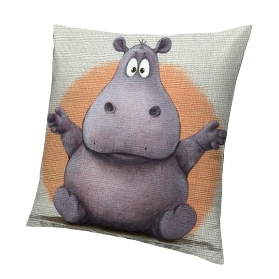Autua Hippopotamus Funny African Throw Pillowcase, Home Decoration Cushion Cover for Sofa Living Room Sofa Bed 12x12in