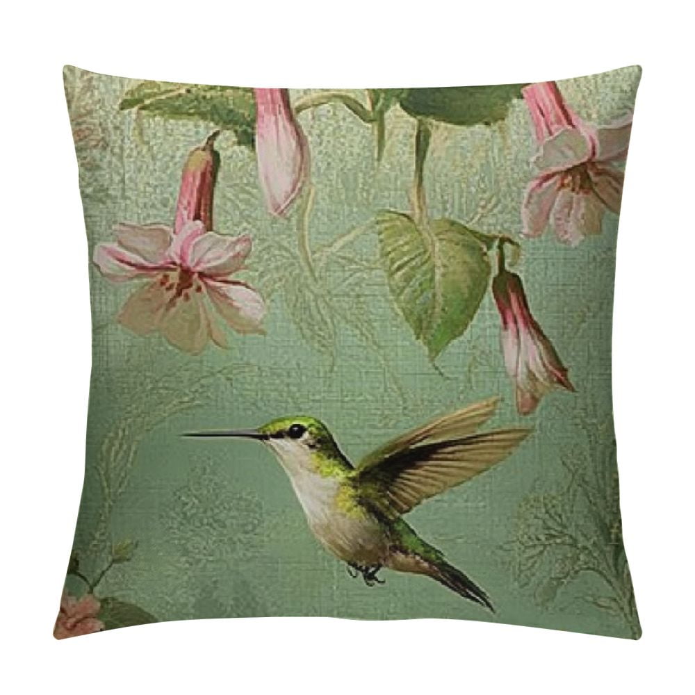 Autua Hummingbird Flowers Printed Cushion Throw Pillow Cover Home Decor