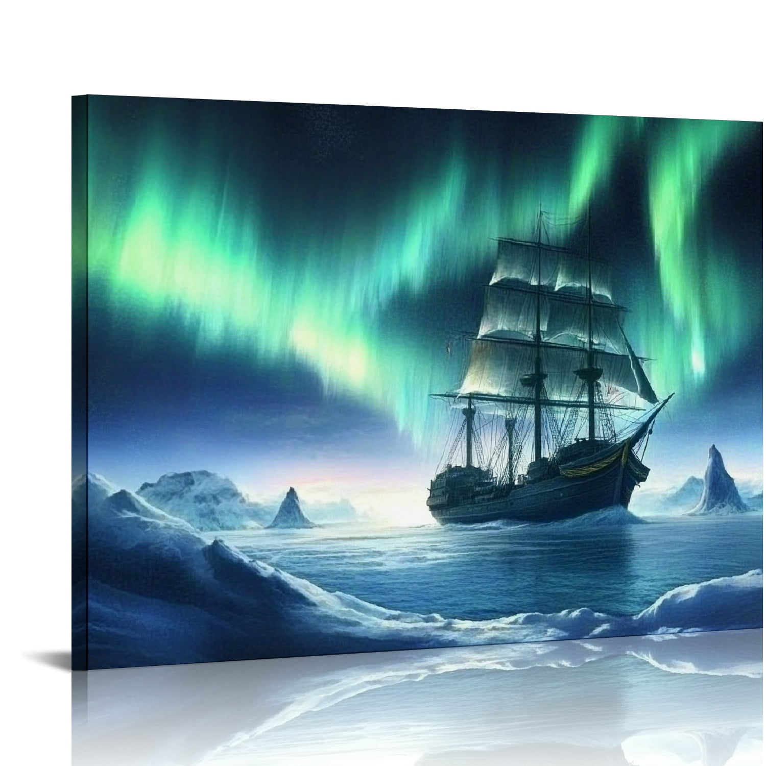 Autua Ice Landscape Canvas Wall Art Aurora Painting Canvas Print Pirate ...