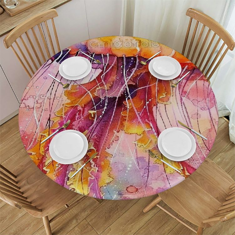 Autua Jellyfish Round Table Cover Stain Resistant Washable Indoor