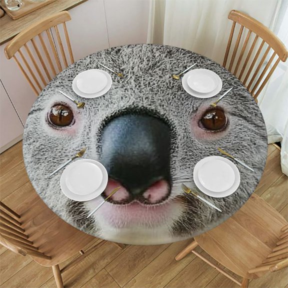 Autua Koala Flower Crown Funny Round Tablecloth Stain Resistant Washable 31"-35