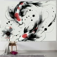 thumbnail image 1 of Autua Koi Fish Ink Wash Sumi-e Style Tapestry Wall Hanging Unique Graphic Tapestries for Home Decor Living Room Bedroom Dorm 60x50inch, 1 of 6
