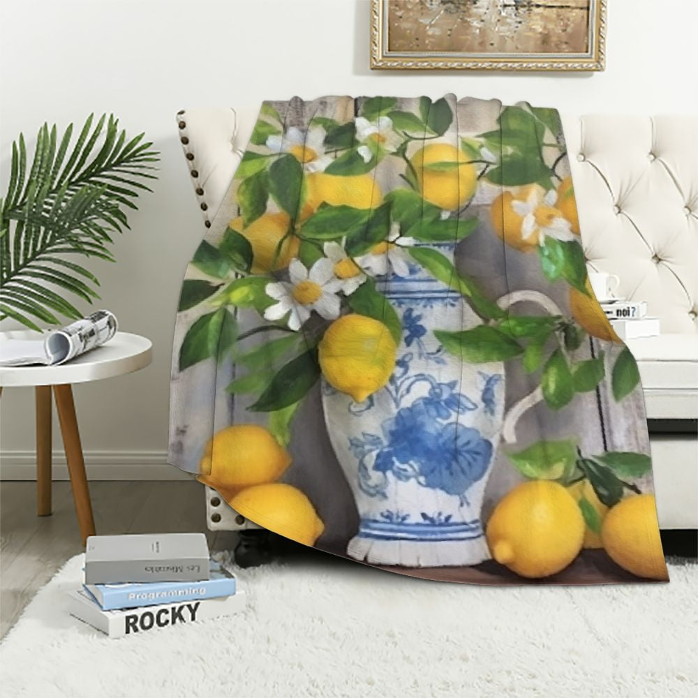 Autua Lemon Blanket Gifts for Women Adults Soft Warm Lightweight Cozy