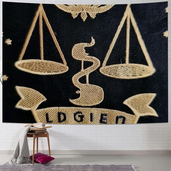 Autua Libra Emblem Ribbon Tapestry Wall Hanging Unique Style Graphic Art for Home Decor Living Room Bedroom Apartment Dorm Farmhouse, 4 Sizes Available 60x50inch