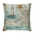 thumbnail image 1 of Autua Lighthouse Seagulls Starfish Graphic Decorative Throw Pillow Cover for Home Couch Living Room Bed Sofa Square 1PC 24x24in, 1 of 5