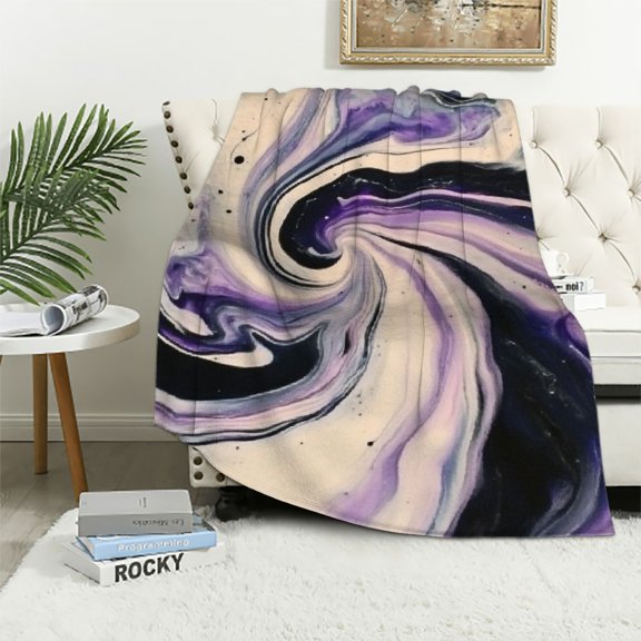 Autua Marble Swirl Pattern Warm Lightweight Blanket Soft Fleece Throw Blanket for All Seasons, Living Room Sofa Decor Cow Gifts Blanket 60x80in