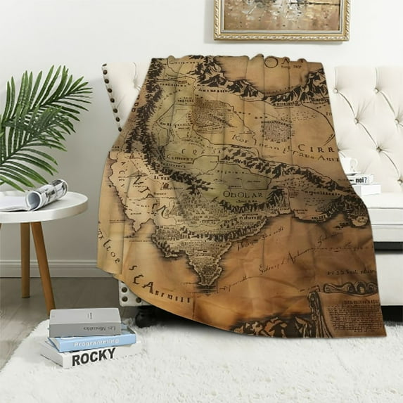 Autua Middle Earth Map Warm Lightweight Soft Fleece Blanket All Seasons for Living Room Sofa Decor Cow Gifts - Multiple Sizes 40x50in