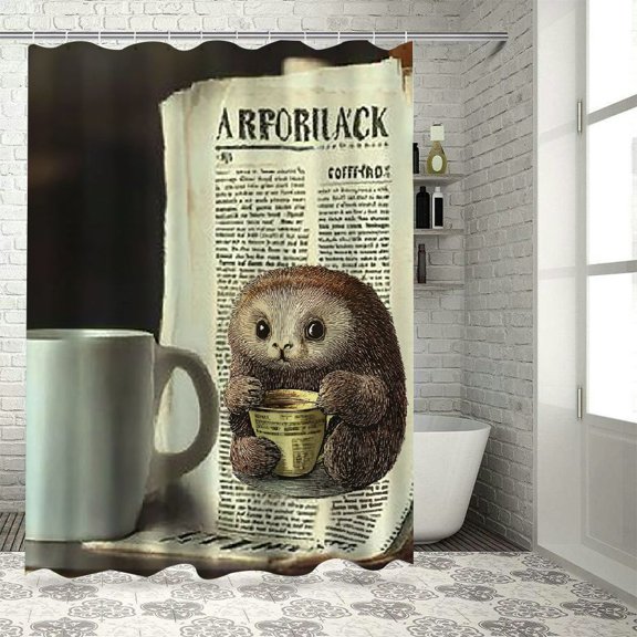 Autua Modern Bathroom Decoration Shower Curtain with Hook, High Quality Waterproof Washable Fabric, Bright HD Print, Easy to Install