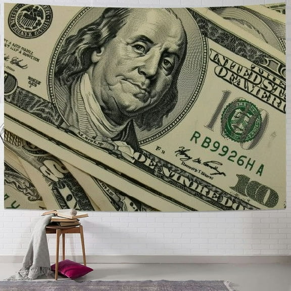 Autua Money Bills Benjamin Franklin Tapestry Wall Hanging Unique Style Graphic Tapestries Home Decor Art for Living Room Bedroom 40x30inch
