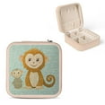 thumbnail image 1 of Autua Monkey Theme Jewelry Box for Necklace, Ring, Earring Storage with Compact Size and Multiple Compartments Pink, 1 of 5