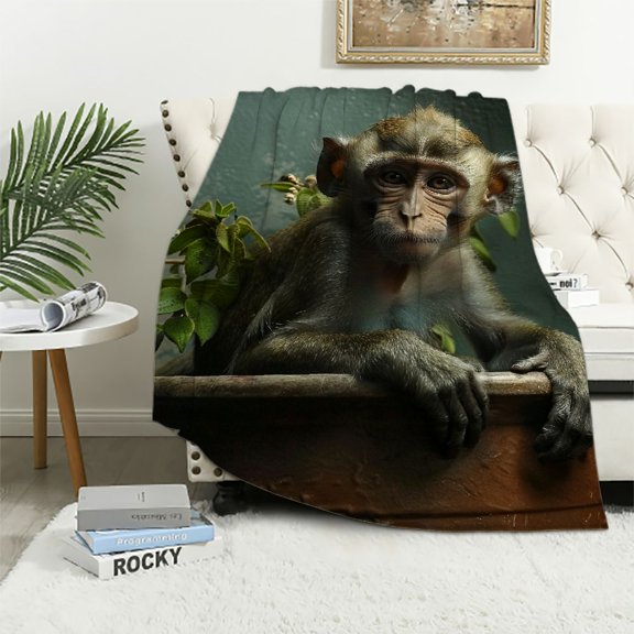 Autua Monkey Warm Lightweight Blanket Soft Fleece Throw Blanket Living Rooms Sofa Decor All Seasons Super Soft Blanket 60x80in