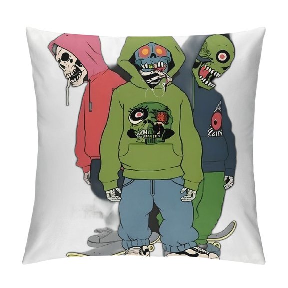 Autua Monster Head Graphic Decorative Square Throw Pillow Cover for Home Couch Living Room Bed Sofa 1PC 20x20in