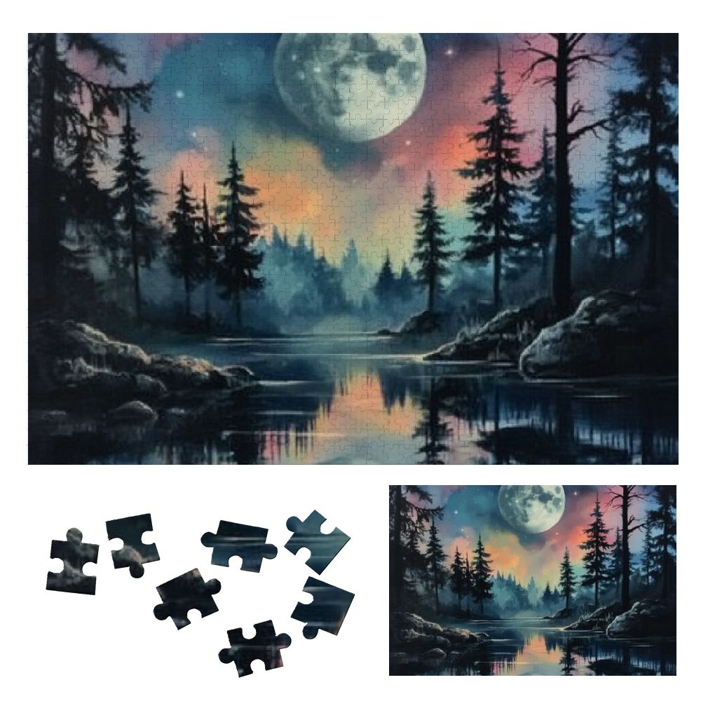 Autua Moon Lake Trees Wood Puzzle Horizontal Challenging Difficult