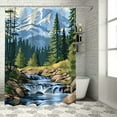 thumbnail image 1 of Autua Mountain Stream Trees Rocks Washable Shower Curtain 100% Polyester Bathroom Curtain with Hooks 60"x72, 1 of 7