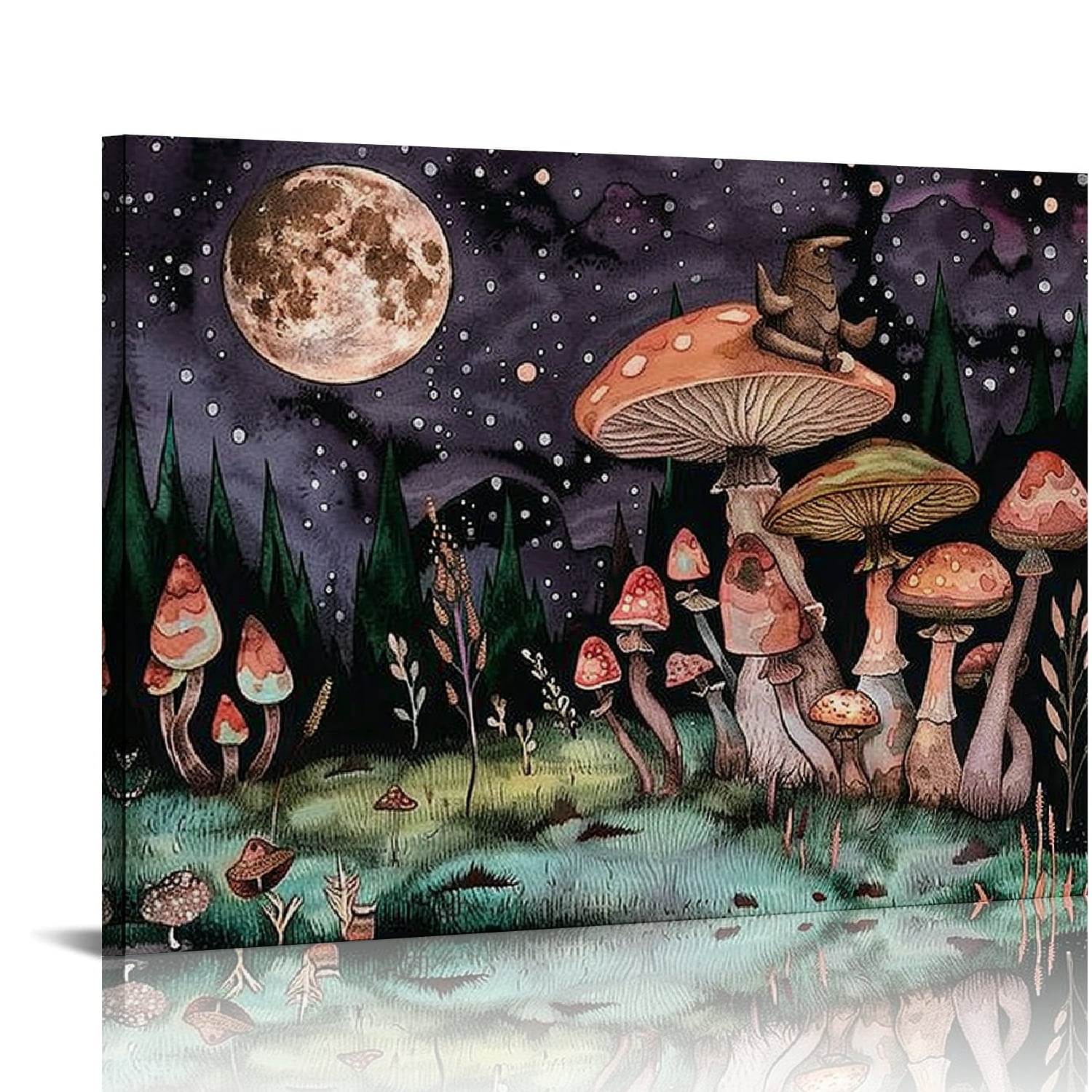Autua Mushroom Full Moon Pop Surrealism Art Modern Canvas Prints for ...