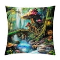 thumbnail image 1 of Autua Mushroom House Graphic Decorative Throw Pillow Cover for Home Couch Living Room Bed Sofa - Zipper Closure 1PC 12x12in, 1 of 5