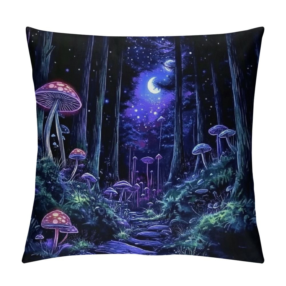 Autua Mushrooms Graphic Decorative Cushion Throw Pillow Cover for Home