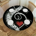 thumbnail image 1 of Autua Musical Note Heart Tattoo Round Tablecloth Stain-Resistant 100% Polyester 38"-42, 1 of 8