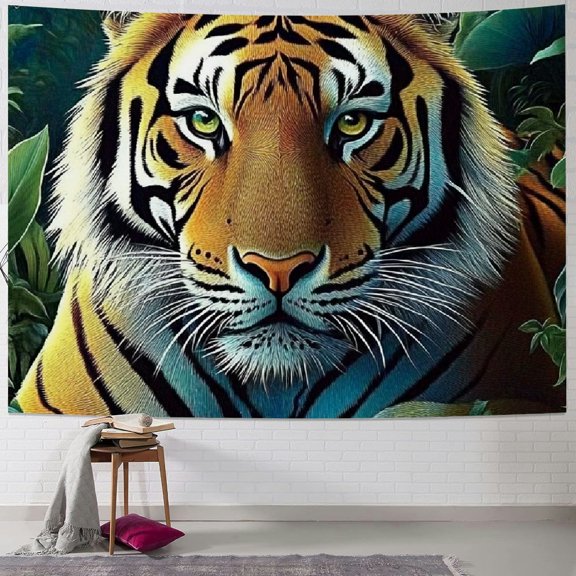 Autua Nature Forest Tapestry, Tiger Animal Jungle Tapestry Wall Hanging, Trees Landscape Landscape Tapestry Bedroom Living Room Dormitory 40x30inch