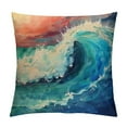 Autua Ocean Waves Graphic Decorative Cushion Throw Pillow Cover for