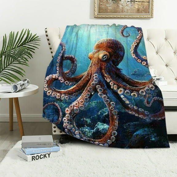 Autua Octopus Soft Plush Blankets, Long-lasting Blanket for All Seasons, Flannel Fabric Ideal for Toddlers, Children, and Adults 40x50in