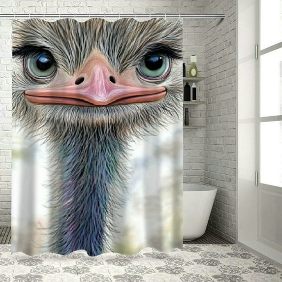 Autua Ostrich Shower Curtain for Bathroom Decoration 100% Polyester Washable Shower Curtain with Hooks 36"x72
