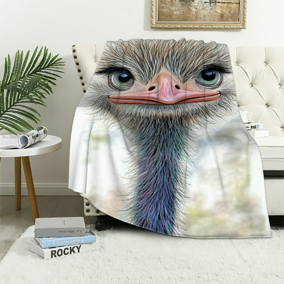 Autua Ostrich Soft Plush Blankets, Blanket for All Seasons, Microfiber Polyester Material, Warm and Skin-Friendly 40x50in