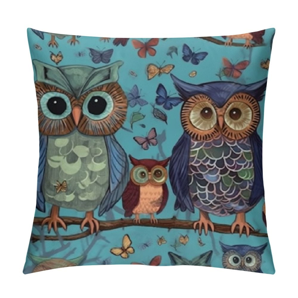 Autua Owls Love Puzzle Graphic Decorative Cushion Throw Pillow Cover
