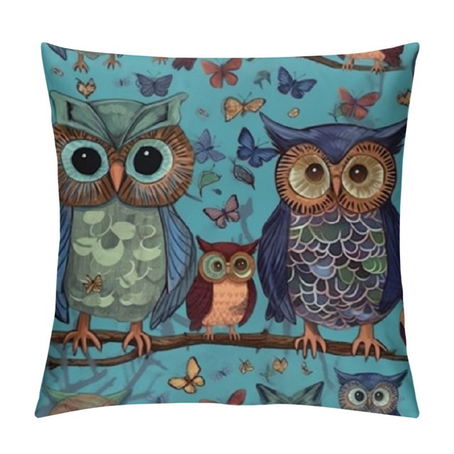 Autua Owls Love Puzzle Graphic Decorative Cushion Throw Pillow Cover