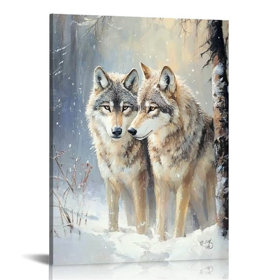 Autua Paint by Numbers for Adults Beginner Kits, Animals Wolf, Forest Snow Scene, Paint by Number DIY Oil Painting Gift Kit for Home Decor 16x20 in