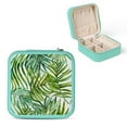 thumbnail image 1 of Autua Palm Leaf Travel Jewelry Case Organizer for Necklace, Ring, Earring - Compact Size with Multiple Storage Spaces Green, 1 of 5