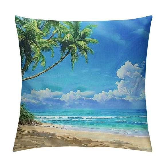 Autua Palm Trees Graphic Decorative Cushion Throw Pillow Cover for Home Couch Living Room Bed Sofa Zipper Closure Summer Pillow Case 1PC 12x12in