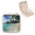 thumbnail image 1 of Autua Palm Trees Jewelry Box Compact Travel Case for Necklace, Ring, Earring - Portable Organizer with Multiple Storage Spaces and Zipper Closure Pink, 1 of 5
