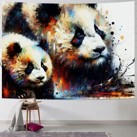 Autua Pandas Abstract Art Tapestry Wall Hanging Unique Style Graphic Tapestries for Home Decor Living Room Bedroom Farmhouse Dorm 40x30inch