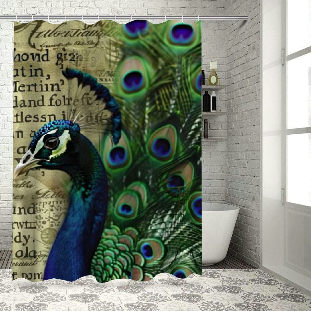 Autua Peacock bathroom décor set, graphic print polyester stylish ...