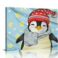 thumbnail image 1 of Autua Penguin Hat Scarf Canvas Wall Art For Living Room Office 20x16in, 1 of 6
