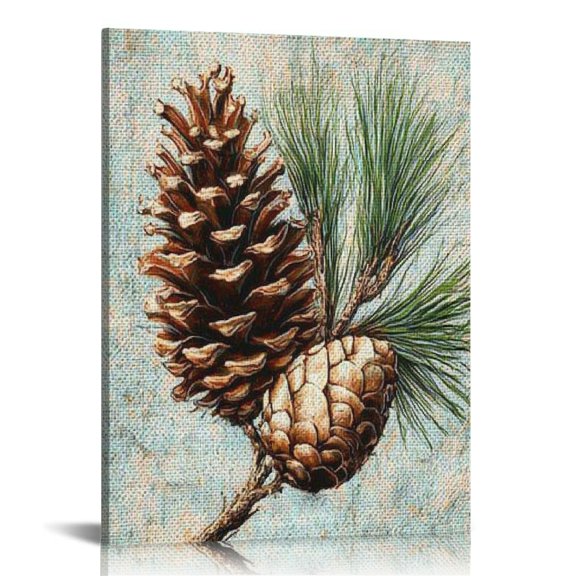 Autua Pine Cone Pine Branch Generative Art Canvas Wall Art for Living Room, Bedroom, Home Office Decoration 16x20 in