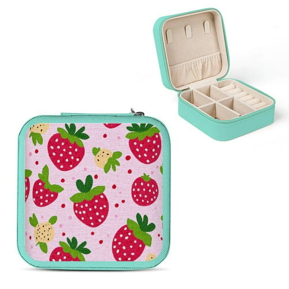 Autua Pink Strawberry Polka Dots Flexible Storage Jewelry Box Green