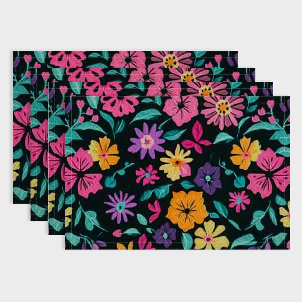 Autua Placemats Set Of 4 Colorful Floral Mexican Table Mats Linen Place what-is-18-1-as-a-mixed-number-calculatio
