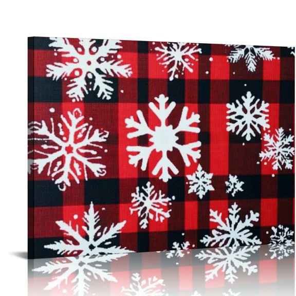 Autua Plaid Snowflakes Screenprint Canvas Prints Wall Art Decor 16x12in