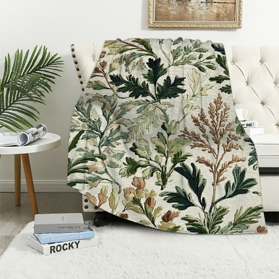 Autua Plant Pattern Baroque Soft Plush Blanket for All Seasons 40x50in