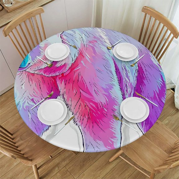 Autua Polar Bear Round Tablecloth Washable for Home Kitchen Outdoor Decoration Stain-Resistant Oil-Proof 54"-58
