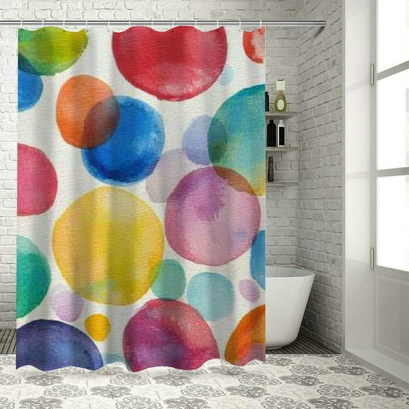 Autua Polka Dots Watercolor Shower Curtain 100% Polyester Washable 36"x72