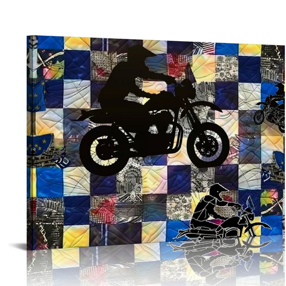 Autua Quilt Canvas Print Wall Decor For Living Room Bedroom Office 20x16in